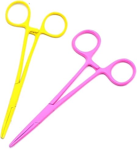 Ultimate Tactical Yellow & Pink 2 - Piece Straight 5" Hemostat Set - Stainless Steel Locking Tweezer Clamps - Ideal Hemostats for Nurses, Fishing Forceps, Crafts and Hobby DS-2124 in Saudi Arabia