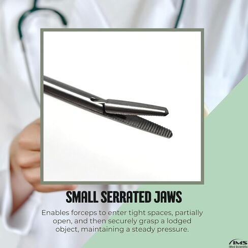 Micro Alligator Forceps ENT Hartman Lab Instruments for Ear Wax Removing Comes with Angled Shank and Crocodile Style Serrated Jaws Made of Stainless Steel (6.5" shank - silver) in Kuwait