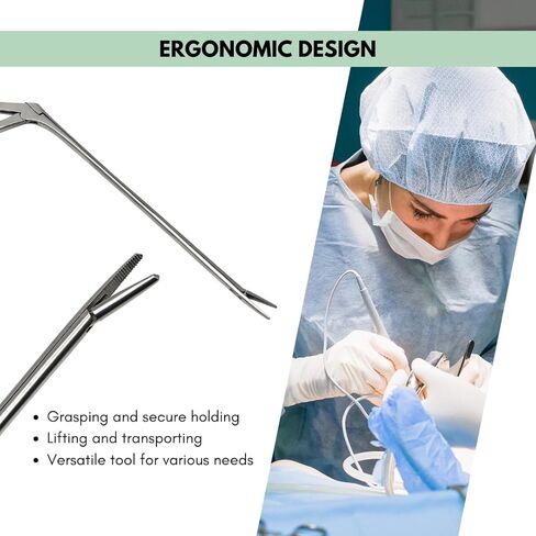 Micro Alligator Forceps ENT Hartman Lab Instruments for Ear Wax Removing Comes with Angled Shank and Crocodile Style Serrated Jaws Made of Stainless Steel (6.5" shank - silver) in Kuwait