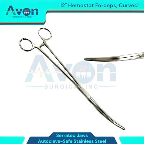 Hemostat Locking Forceps 12 Inches, Straight & Curved - Stainless Steel - Multipurpose Ideal Hemostats for Nurses, Fishing Forceps, Crafts and Hobby Fishing Pliers - 2 Pack in Kuwait