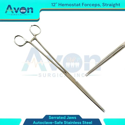 Hemostat Locking Forceps 12 Inches, Straight & Curved - Stainless Steel - Multipurpose Ideal Hemostats for Nurses, Fishing Forceps, Crafts and Hobby Fishing Pliers - 2 Pack in Kuwait