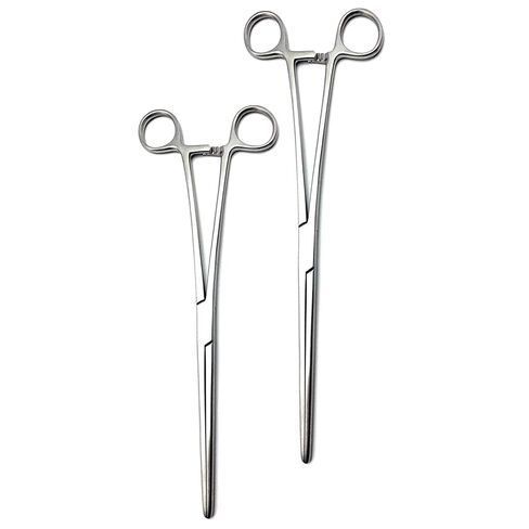 Multipurpose 2 Long Straight Hemostat Forceps 10" + 12" with Fully Serrated Jaws Rochester Pean Stainless Steel for Holding Objects, Feeding Reptiles, Mechanical Repairs & Other Outdoor Activities in Saudi Arabia