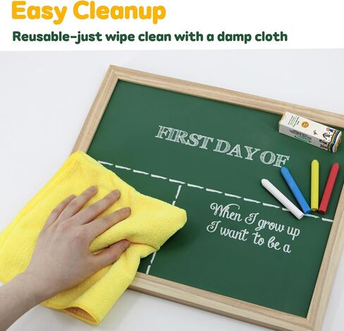 First Day of School Board, Wooden Framed 14" x 11" Back to School Sign for Kids/Girls/Boys, Reusable 1st Days of Preschool/Kindergarten Photo Props with Wet Erase 4 Chalk in Kuwait