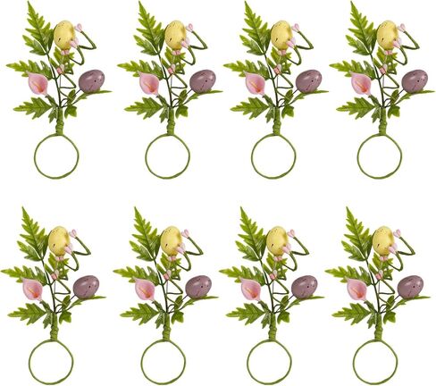 Easter Eggs Napkin Rings Set of 8, Farmhouse Spring Napkin Ring Holder Buckles for Family Holiday, Easter Party, Table Dinner Decor in Saudi Arabia