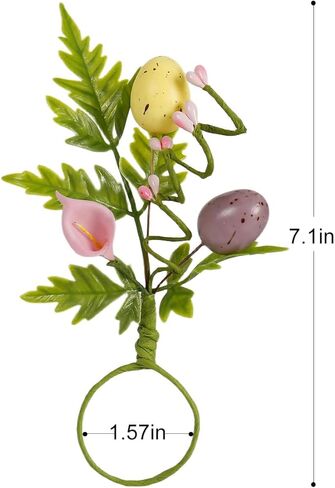 Easter Eggs Napkin Rings Set of 8, Farmhouse Spring Napkin Ring Holder Buckles for Family Holiday, Easter Party, Table Dinner Decor in Saudi Arabia