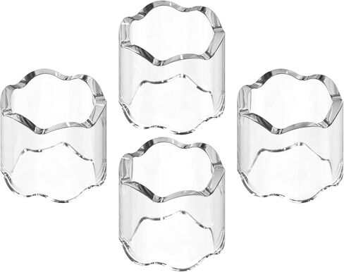 مجموعة حلقات مناديل أكريليك صدفية من GRAHAM DESIGN مكونة من 4 قطع (أبيض) - حوامل مناديل مزخرفة أنيقة لطاولة الطعام، وإكسسوارات الترفيه والحفلات الحديثة، هدية الانتقال لمنزل جديد in Kuwait