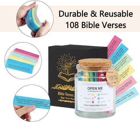 Bible Verse Jar, Inspirational Christian Gifts for Women, Men, Mom, Dad, Graduation, Birthday, Baptism, Christmas, Read Me When Bible Verses Jar with 108 Handpicked for Emotions and Feelings in Kuwait