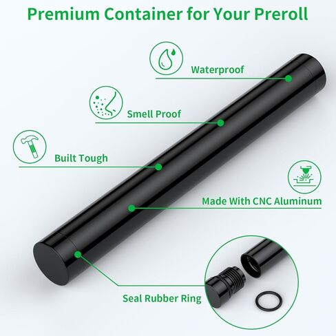 Metal Tube Container Vials, 5 Pack Premium Aluminum Waterproof Storage Joint Holder Case Portable Travel Box Fis King Size Cones in Saudi Arabia
