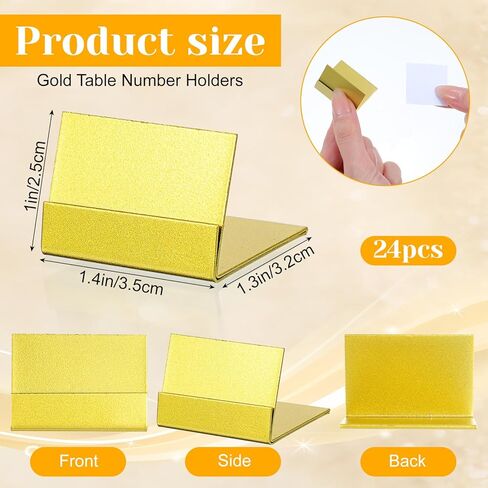 24 Pcs Gold Place Card Holders, Wedding Table Number Holder, Cards Stand Name Menu Stand for Table Numbers, Food Signs, Memo Notes, Centerpieces, Wedding Reception, Party, Birthday in Saudi Arabia