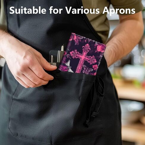 Server Books for Waitress Waiter Book with Zipper Money Pocket God Jesus Christian Cross PU Leather Cute Waitstaff Organizer Black Waiter Serving Book Wallet with Pen Holder Fit Server Apron in Kuwait