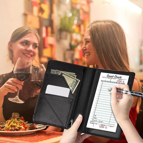 Server Books for Waitress Waiter Book with Zipper Money Pocket God Jesus Christian Cross PU Leather Cute Waitstaff Organizer Black Waiter Serving Book Wallet with Pen Holder Fit Server Apron in Kuwait