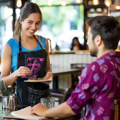 Server Books for Waitress Waiter Book with Zipper Money Pocket God Jesus Christian Cross PU Leather Cute Waitstaff Organizer Black Waiter Serving Book Wallet with Pen Holder Fit Server Apron in Kuwait