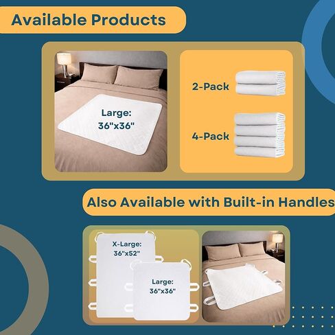 Washable Underpads 36"x36" (4 Pack) Reusable Bed Pads – Waterproof Incontinence Bed Pads Washable, Ultra Absorbent, Fast-Drying Cooling Comfort, Leakproof Bed Protection for Adults & Seniors in Saudi Arabia