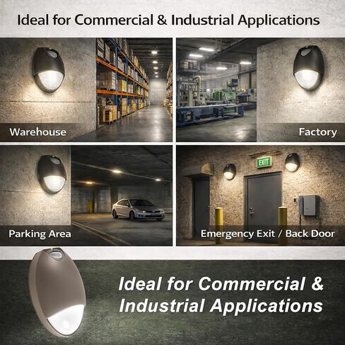 حزمة إضاءة حائط للطوارئ LED بقدرة 12 وات، 1320 لومن، حزمة حائط تجارية معتمدة من UL 924 مع بطارية احتياطية، خلية ضوئية من الغسق إلى الفجر، تشخيص للاختبار الذاتي، موقع رطب IP65، 120-277VAC in Kuwait