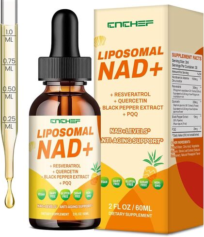 ملحق NAD Liposomal - 1500mg NAD+ قطرة سائلة للنساء والرجال النيكوتيناميد الريبوسيد كلوريد ومجمع ريسفيراترول - التجديد الخلوي ، الدعم المضاد للشيخوخة - 30 حصص (2 أوقية) in Kuwait