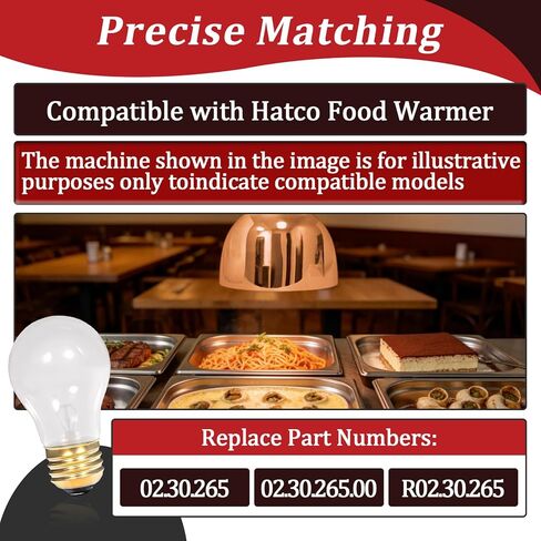 10 قطع من مصابيح الحرارة 02.30.265 المتوافقة مع جهاز تسخين الطعام Hatco، قاعدة E26 بقدرة 40 وات، لمبة المصباح الحراري لتدفئة الطعام، مقاومة لدرجة الحرارة العالية، أرقام بديلة 02.30.265.00 in Kuwait
