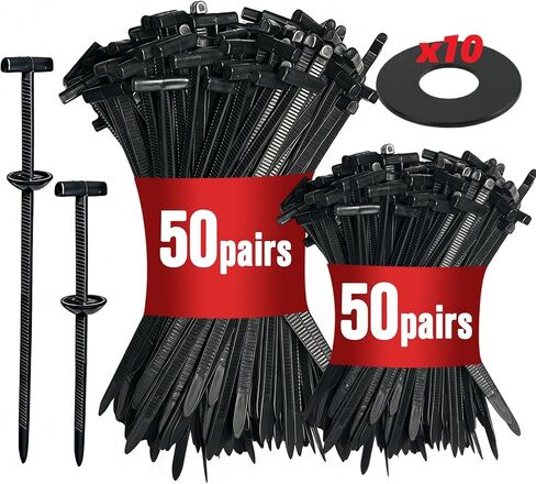 [50 زوجًا] إبزيم ربط كابل عالمي من النايلون مقاس 6 بوصات مع 10 غسالات ومشابك ربط بسحاب شديدة التحمل ومشابك بسحاب للسيارات - مثبتات مثبتة على غطاء محرك مصد الصدمات ومشابك برشام للسيارات على شكل حرف T in Kuwait