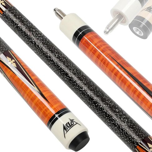 AKLOT Pool Cue Stick 58'', Top-Tier Canadian Maple Pro Billiard Cue 13mm Leather Tip, Anti-Slip Grip, 19oz Pool Stick for Adults/Beginner/Pro Player in Kuwait