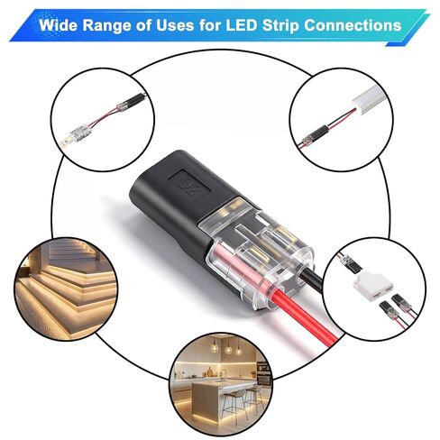 40PCS Solderless Wire Connectors 2 Pin, Quick Splice Low Voltage Connectors with Locking Buckle, 22-18 AWG No Strip Push-in Terminal Block for LED Strip Lights, Automotive, Speaker, 12V 24V DC in Saudi Arabia