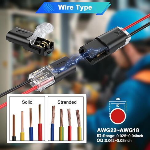 40PCS Solderless Wire Connectors 2 Pin, Quick Splice Low Voltage Connectors with Locking Buckle, 22-18 AWG No Strip Push-in Terminal Block for LED Strip Lights, Automotive, Speaker, 12V 24V DC in Saudi Arabia