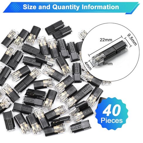 40PCS Solderless Wire Connectors 2 Pin, Quick Splice Low Voltage Connectors with Locking Buckle, 22-18 AWG No Strip Push-in Terminal Block for LED Strip Lights, Automotive, Speaker, 12V 24V DC in Saudi Arabia