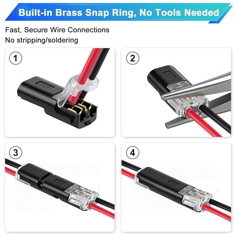 40PCS Solderless Wire Connectors 2 Pin, Quick Splice Low Voltage Connectors with Locking Buckle, 22-18 AWG No Strip Push-in Terminal Block for LED Strip Lights, Automotive, Speaker, 12V 24V DC in Saudi Arabia