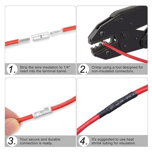 Kuject Non Insulated Butt Connectors 22-6 AWG, 200PCS Uninsulated Wiring Crimps Terminals Kit, Tinned Pure Copper Wire Butt Splice Connectors for Electrical DIY in Kuwait