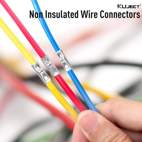 Kuject Non Insulated Butt Connectors 22-6 AWG, 200PCS Uninsulated Wiring Crimps Terminals Kit, Tinned Pure Copper Wire Butt Splice Connectors for Electrical DIY in Kuwait