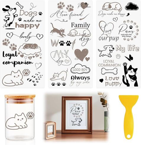 Rub on Transfers for Crafts, 6 Sheets Waterproof Rub on Transfer Stickers Rub on Transfer Decals for Furniture Crafts Forest Bear for DIY Home Decor in Kuwait