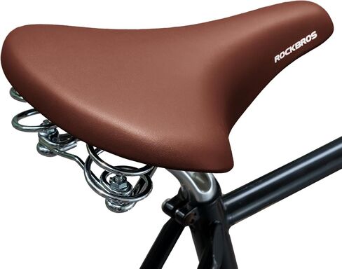 ROCKBROS Bike Seat for Men Women Wide Comfort Bike Seat Cushion Waterproof Soft Vintage Brown Bicycle Saddle Compatible with Retro Cruiser City Mountain Bikes in Saudi Arabia