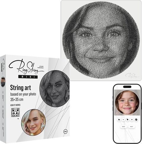 RingString Mini Art Kit for String Art Creation from Any Photo - Custom Craft Kit for Adults - 3D DIY String Art Kit - Original Gift and Handmade Home Decor in Saudi Arabia