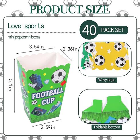 Sveikie 40-Pack Mini Disposable Popcorn Boxes, Soccer Snack Boxes, Popcorn Bags For Party,Carnival, Birthday, Movie Night Supplies,Popcorn Boxes For Party in Saudi Arabia
