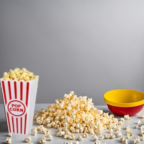 Set of 7 Popcorn Containers Red & White Striped Retro Style Reusable Open Top Buckets Scooper Classic Bowls Tubs Boxes Movie Night Party in Saudi Arabia