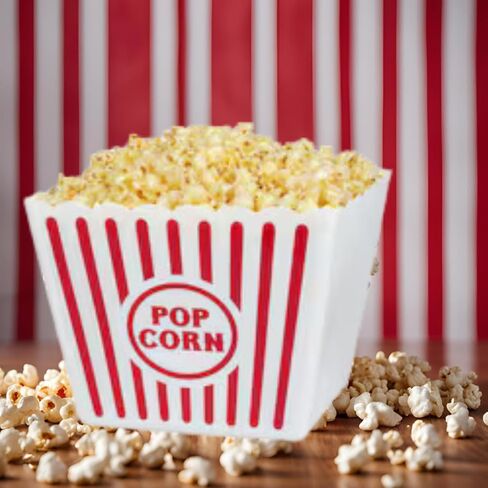 Set of 7 Popcorn Containers Red & White Striped Retro Style Reusable Open Top Buckets Scooper Classic Bowls Tubs Boxes Movie Night Party in Saudi Arabia