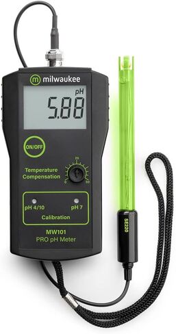 Milwaukee MW101 LED Economy Portable pH Meter with Manual Calibration, 0.0 to 14.0 pH, +/-0.2 pH Accuracy, 0.01 pH Resolution in Saudi Arabia