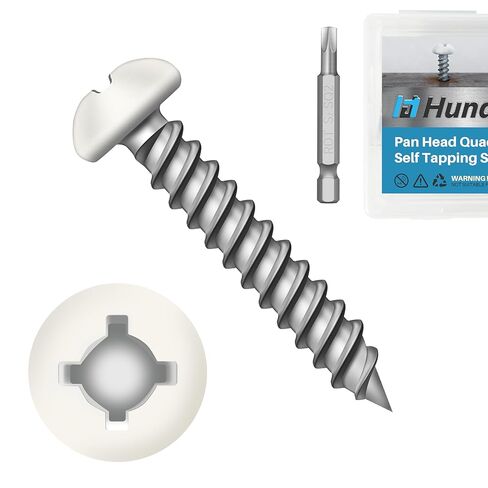 HUNDRA 50-Pack RV Screws White Pan Head Screw 8 x 1 for RV Interior and Exterio Quad Drive Enclosed Trailer Self-Tapping Sheet Metal Screws for Interior and Exterior in Saudi Arabia