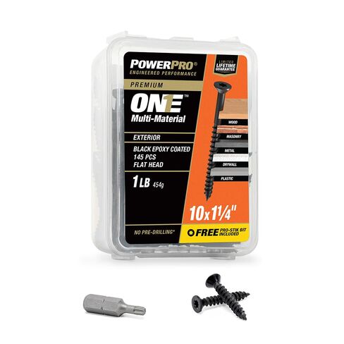 Power Pro ONE Flat Exterior Black Multi-Material Screws (#10 x 1-1/4") - 145 pc in Saudi Arabia