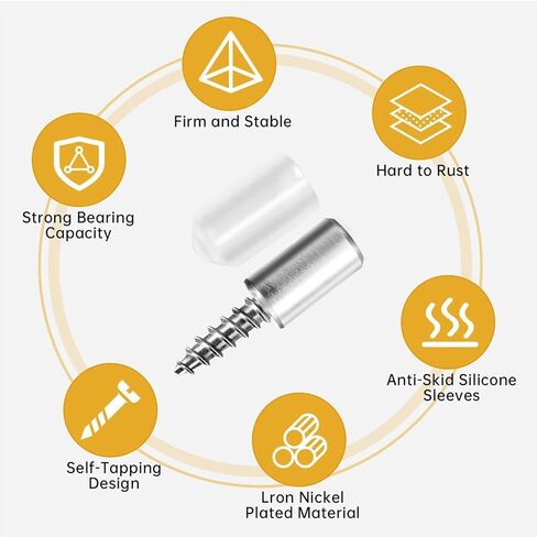25 Pcs Shelf Pins with Non-Slip Sleeve, Self Tapping Screw Shelf Support Pegs for Kitchen & Bookcase Shelf Cabinet Furniture Closet Bracket Pegs in Saudi Arabia