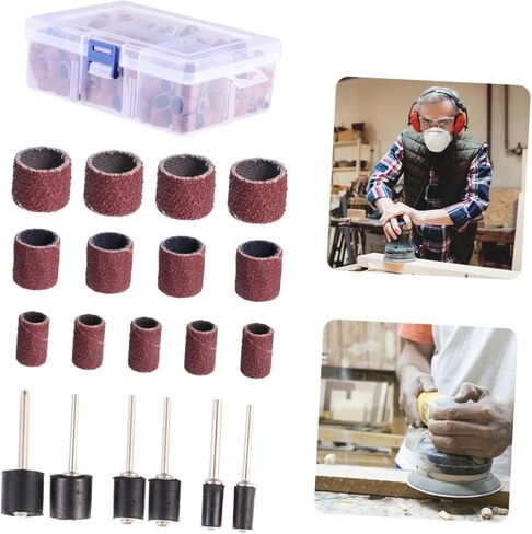 252pcs Drum Sander Sanding Bands and Sleeves Kit for Metal and Plastic Crafting Grit Mandrel Accessories for Polishing and Preparation in Saudi Arabia