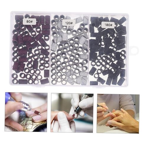 210Pcs Manicure Polishing Rings Sanding Bands for Nail Grinding Durable Polishing Heads with Box for Nail and Home Use in Saudi Arabia