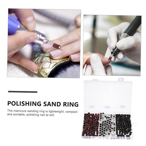 210Pcs Manicure Polishing Rings Sanding Bands for Nail Grinding Durable Polishing Heads with Box for Nail and Home Use in Saudi Arabia