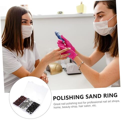 210Pcs Manicure Polishing Rings Sanding Bands for Nail Grinding Durable Polishing Heads with Box for Nail and Home Use in Saudi Arabia