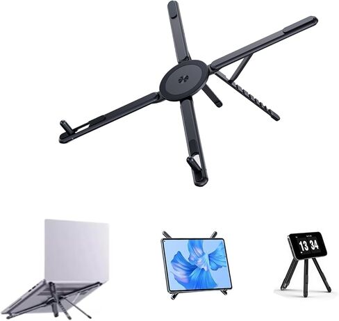 Laptop Stand for Desk, Foldable Aluminum Alloy Magnetic Notebook Riser Mount,Adjustable Height Ventilated Cooling Computer Cooling Holder,Multi-Functional Stand for Laptop,Tablet and Phone in Saudi Arabia