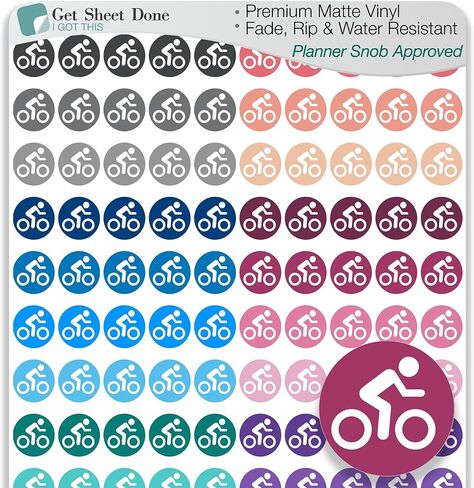 ملصقات مخطط ركوب الدراجات الدوران/110 ملصقات Vinyl Dot (1/3 ")/ممارسة الرياضة الصحية التمارين الرياضية/الإنتاجية الأساسية/Bujo Bullet Journaling (ورقة واحدة) in Kuwait