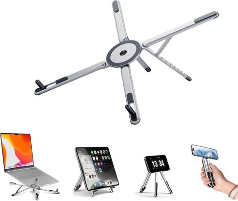 Laptop Stand for Desk, Foldable Aluminum Alloy Magnetic Notebook Riser Mount,Adjustable Height Ventilated Cooling Computer Cooling Holder,Multi-Functional Stand for Laptop,Tablet and Phone in Saudi Arabia