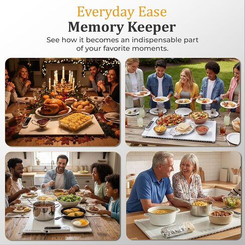 بساط تسخين الطعام - صينية تسخين الطعام الكهربائية (24 بوصة × 15 بوصة)، تسخين سريع لكامل السطح، قفل أمان للأطفال، سخان طعام محمول ومتعدد الاستخدامات لسطح الطاولة، مثالي للتجمعات والحفلات والاستخدام اليومي in Kuwait