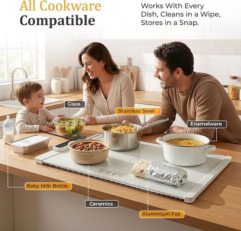 بساط تسخين الطعام - صينية تسخين الطعام الكهربائية (24 بوصة × 15 بوصة)، تسخين سريع لكامل السطح، قفل أمان للأطفال، سخان طعام محمول ومتعدد الاستخدامات لسطح الطاولة، مثالي للتجمعات والحفلات والاستخدام اليومي in Kuwait