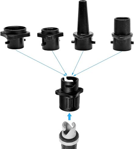SUP Pump Adaptor Inflatable Boat Air Pump Air Valve Adapter Kit with 4 Air Valve Nozzles Paddleboard Air Nozzle Multifunctional Conversion Head in Kuwait