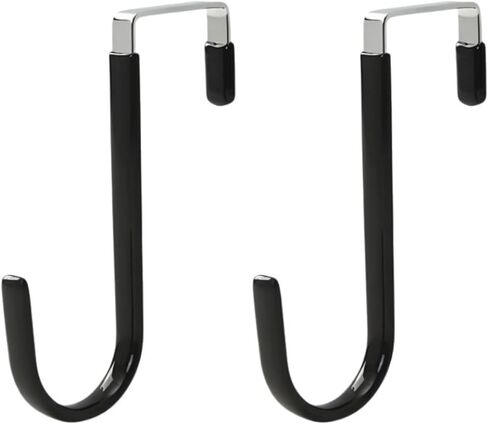 2 Pack Over The Door Hooks, Hangers Hooks with Rubber Prevent Scratches Heavy Duty Organizer for Living Room, Bathroom, Bedroom, Kitchen Hanging Clothes, Towels, Hats, Coats, Bags, Black in Saudi Arabia