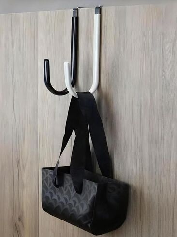 2 Pack Over The Door Hooks, Hangers Hooks with Rubber Prevent Scratches Heavy Duty Organizer for Living Room, Bathroom, Bedroom, Kitchen Hanging Clothes, Towels, Hats, Coats, Bags, Black in Saudi Arabia